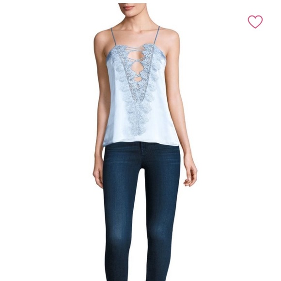 CAMI NYC xs 100% silk grey lace cami NWT - Picture 2 of 4